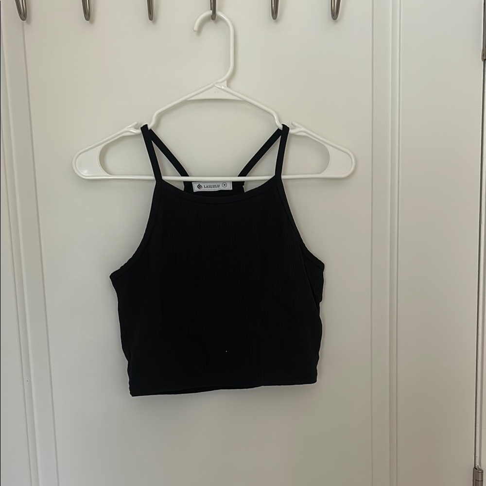 Aritzia Black Fitted Crop Tank Top